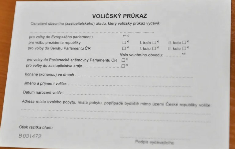 Informace pro voliče - vydávání voličských průkazů 