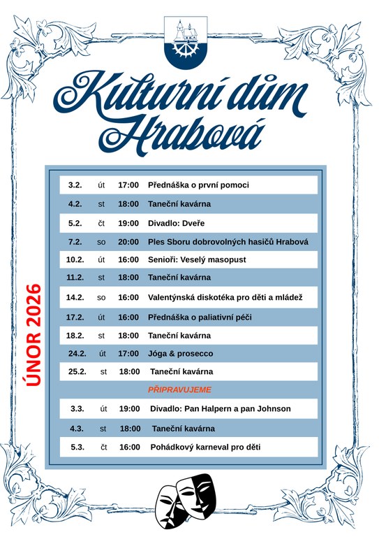KULTURNÍ DŮM HRABOVÁ: ÚNOR V PLNÉM TEMPU 