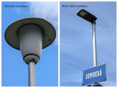 Nová LED svítidla na ulici Domovské 