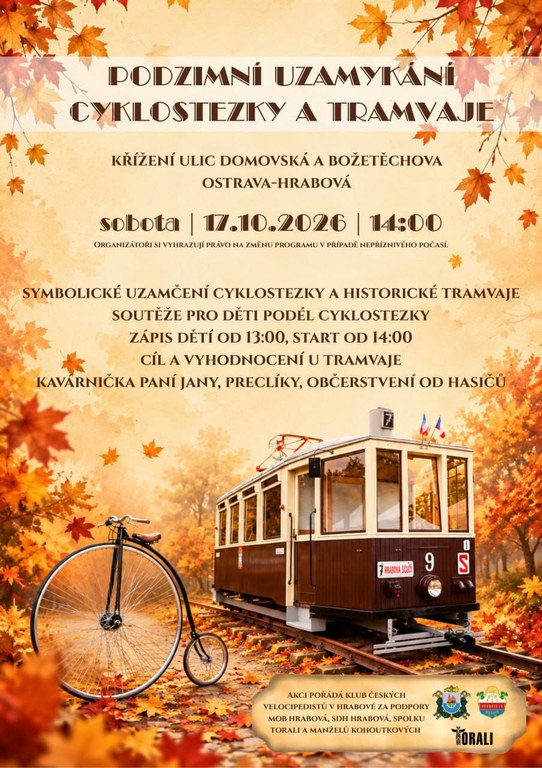 PODZIMNÍ UZAVÍRÁNÍ CYKLOSTEZKY A UZAMČENÍ TRAMVAJE