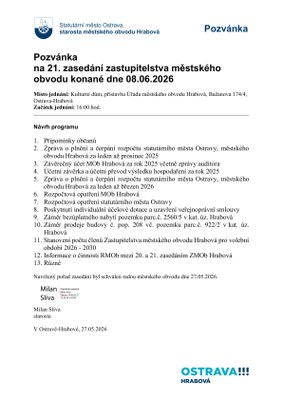 POZVÁNKA NA ZASEDÁNÍ ZASTUPITELSTVA 