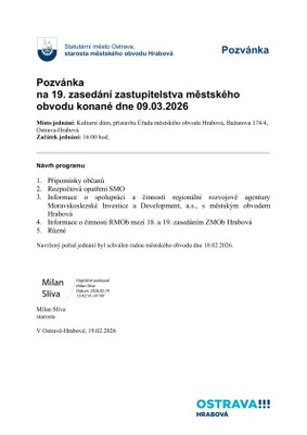 POZVÁNKA NA ZASEDÁNÍ ZASTUPITELSTVA 