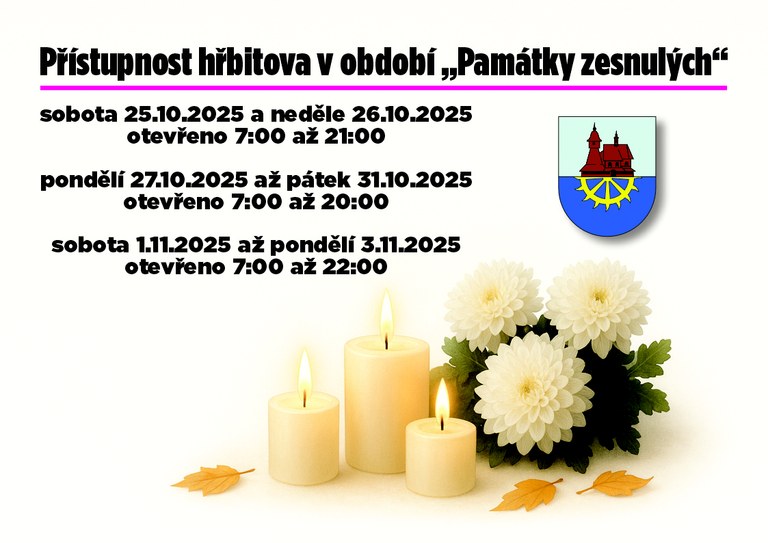 Přístupnost hřbitova v období „Památky zesnulých“