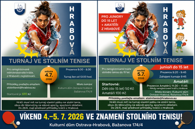 PRVNÍ PRÁZDNINOVÝ VÍKEND BUDE V HRABOVÉ PATŘIT STOLNÍMU TENISU