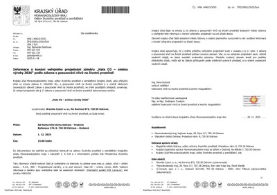VEŘEJNÉ PROJEDNÁNÍ ZÁMĚRU „HALA O3 – ZMĚNA VÝROBY 2026“