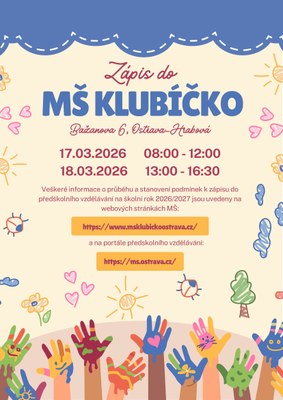ZÁPIS DO MŠ KLUBÍČKO 