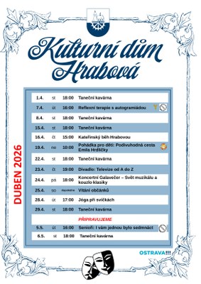 ZVEME NA DUBNOVÝ PROGRAM DO KULTURNÍHO DOMU 